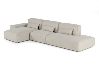 "VGCF610-LAF-SECT" VIG Divani Casa Bravo - Modern Beige Sectional With Ottoman