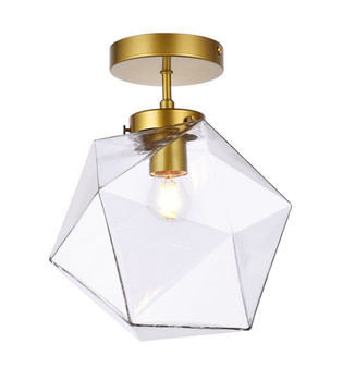 Lawrence 1 Light Brass And Clear Glass Flush Mount "LD2346BR"