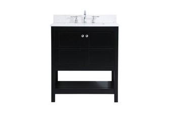 30 Inch Single Bathroom Vanity In Black With Backsplash "VF16430BK-BS"