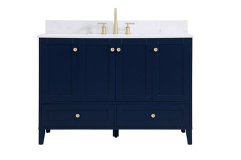 48 Inch Single Bathroom Vanity In Blue With Backsplash "VF18048BL-BS"