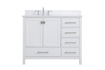 42 Inch Single Bathroom Vanity In White With Backsplash "VF18842WH-BS"