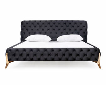 "VGVCBD8111-15-BLKROSE-BED" VIG Modrest Legend - Modern Black Velvet & Rosegold Bed