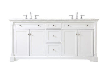 72 Inch Double Bathroom Vanity In White "VF53072DWH"