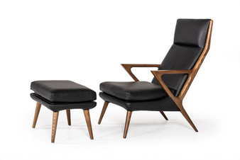 Modrest Fulton Modern Black Lounge Chair & Ottoman VGCSLC-17050