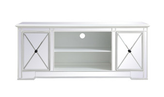 Modern 60 In. Mirrored Tv Stand In Antique White "MF60160AW"