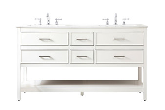 60 Inch Double Bathroom Vanity In White "VF19060DWH"