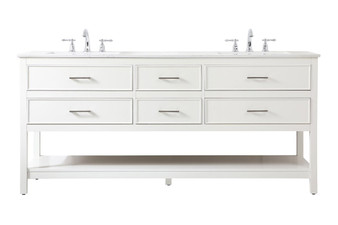 72 Inch Double Bathroom Vanity In White "VF19072DWH"