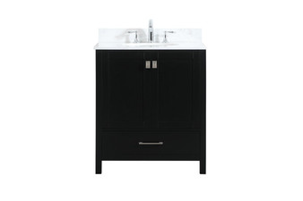 30 Inch Single Bathroom Vanity In Black With Backsplash "VF18830BK-BS"