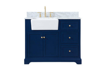 42 Inch Single Bathroom Vanity In Blue With Backsplash "VF60242BL-BS"