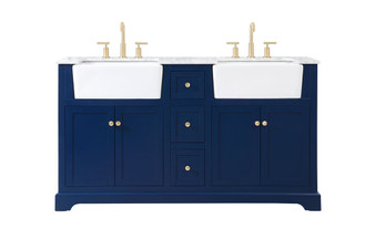 60 Inch Double Bathroom Vanity In Blue "VF60260DBL"