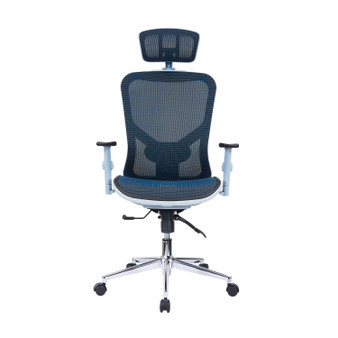 "RTA-1008-BL" The Techni Mobili High Back Executive Mesh Office Chair With Arms, Headrest And Lumbar Support, Blue
