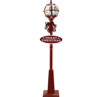 FHF 69" Santa Snow Globe Lantern w/ Let It Snow & Merry Christmas signs "FSSL069A-RD2"
