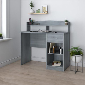 "RTA-8409-GRY" Techni Mobili Modern Office Desk With Hutch, Grey