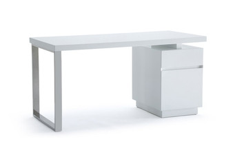 Modrest Carson Modern White & Stainless Steel Desk VGVCBT-002-WHT