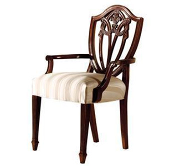 "22521" Copley Place In White Stripe Fabric Arm Chair