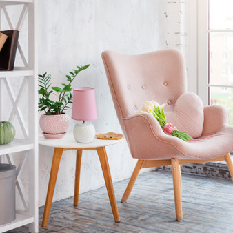 Simple Designs Studded Texture Ceramic Table Lamp, Pink "LT2084-PNK"