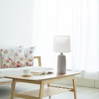 Simple Designs Textured Linear Ceramic Table Lamp, Taupe "LT2085-TAU"