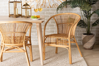 "Murai-Rattan-DC" Baxton Studio Murai Modern Bohemian Natural Brown Rattan Dining Chair