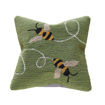 Liora Manne Frontporch Buzzy Bees Indoor/Outdoor Pillow Green 18" x 18" "7FP8S443706"