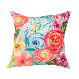 Liora Manne Illusions Flower Garden Indoor/Outdoor Pillow Aqua 18" x 18" "7IL8S329404"