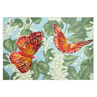 Liora Manne Illusions Katonah Butterflies Indoor/Outdoor Mat Aqua 2'5" x 4'1" "ILU34336504"