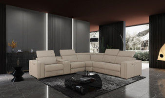 "VGKNE9212-8GRY-SECT" VIG Divani Casa Delmont - Modern Taupe Sectional Sofa + Recliners