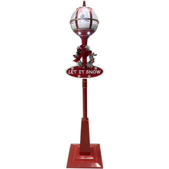 FHF 69" Tree Snow Globe Lantern With Let It Snow & Xmas - Red "FSSL069A-RD4"