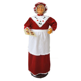 58" Mrs Claus Baking Apron With Cookies (Dancing/Music) - Red "FMC058-2RD10"
