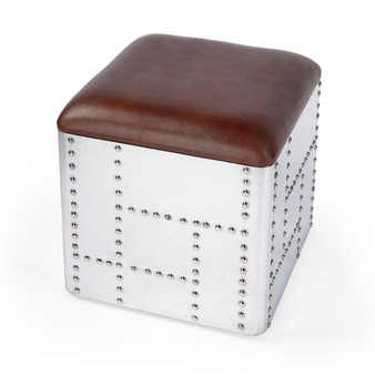 "5597330" Midway Aviator Leather Stool, Brown
