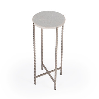 "5612425" Nigella Marble And Silver Cross Legs Accent Table, Multi-Color