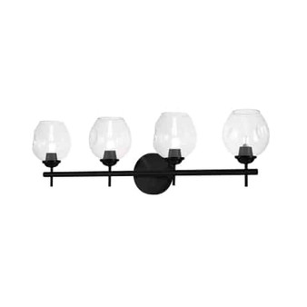 4 Light Vanity, Metal Black With Clear Glass "ABI-284W-MB-CLR"