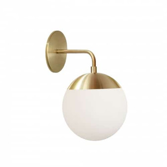 1 Light Wall Sconce, Aged Brass With White Opal Glass "DAY-141W-AGB"