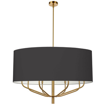 8 Light Incandescent Chandelier, Aged Brass With Black Shade "ELN-388C-AGB-797"