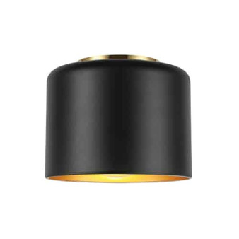 1 Light Incandescent Flush Mount, Aged Brass With Metal Black & Gold Shade "EMI-81FH-AGB-MB"