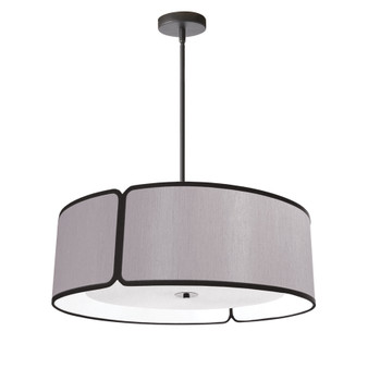 4 Light Notched Drum Pendant Black, Grey Shade & Diffuser "NDR-243P-BK-GRY"