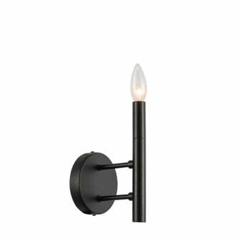 1 Light Incandescent Wall Sconce, Metal Black "NOR-91W-MB"