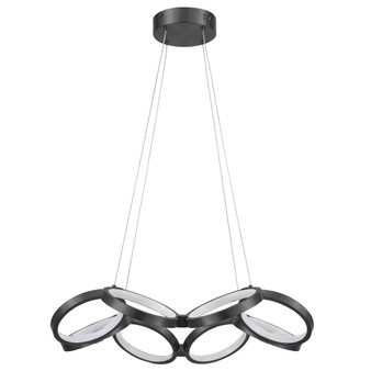 64 Wattage Chandelier, Metal Black With White Silicone Diffuser "PHO-2564LEDC-MB"