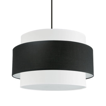 4 Light Incandescent Chandelier, Metal Black With Black & White Shade "PYA-224C-MB-BW"