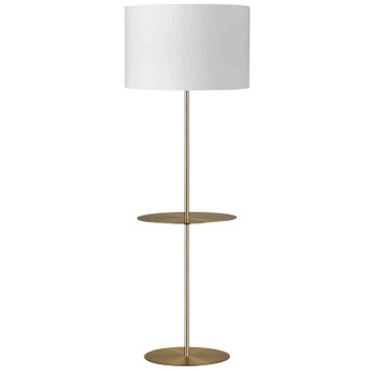1 Light Incan Round Base Floor With Shelf, Aged Brass With White Shade "TAB-R591F-AGB-WH"