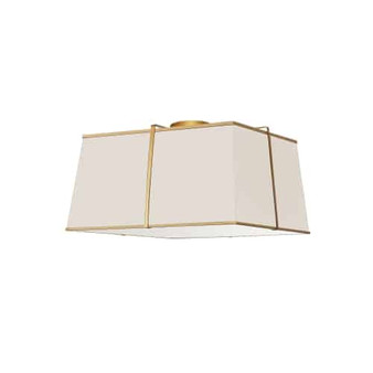 3 Light Flush Mount Gold, Cream Shade With 790 Diffuser "TRA-163FH-GLD-CRM"