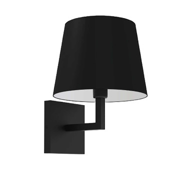 1 Light Incandescent Wall Sconce, Metal Black With Black Shade "WHN-91W-MB-BK"