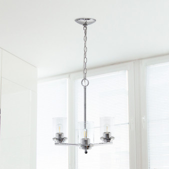 Lalia Home 3-Light 15" Classic Contemporary Clear Glass And Metal Hanging Pendant Chandelier - Chrome "LHP-3012-CH"
