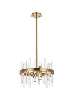 Serena 16 Inch Crystal Round Pendant In Satin Gold "2200D16SG"