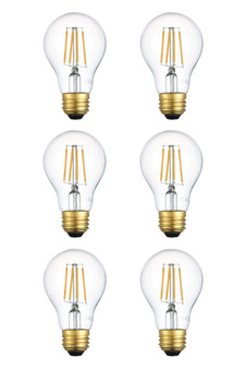 Led 3000K Nostalgic Filament 6 Watts 600 Lumens A19 Light Bulb "A19LED103-6PK"