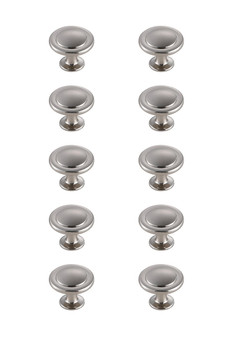 Logyn 1.3" Diameter Brushed Nickel Mushroom Knob Multipack (Set Of 10) "KB2005-NK-10PK"