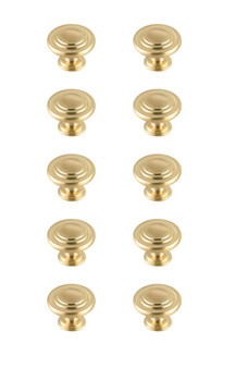 Minu 1.3" Diameter Brushed Gold Mushroom Knob Multipack (Set Of 10) "KB2006-GD-10PK"