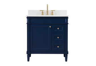 32 Inch Single Bathroom Vanity In Blue With Backsplash "VF31832BL-BS"