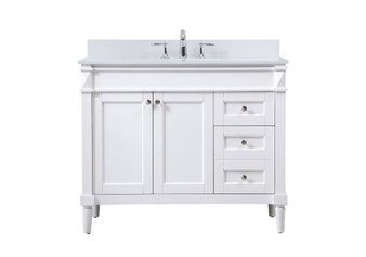 42 Inch Single Bathroom Vanity In White With Backsplash "VF31842WH-BS"