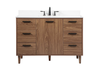 48 Inch Single Bathroom Vanity In Walnut Brown With Backsplash "VF47048WB-BS"