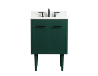 24 Inch Single Bathroom Vanity In Green With Backsplash "VF48024MGN-BS"